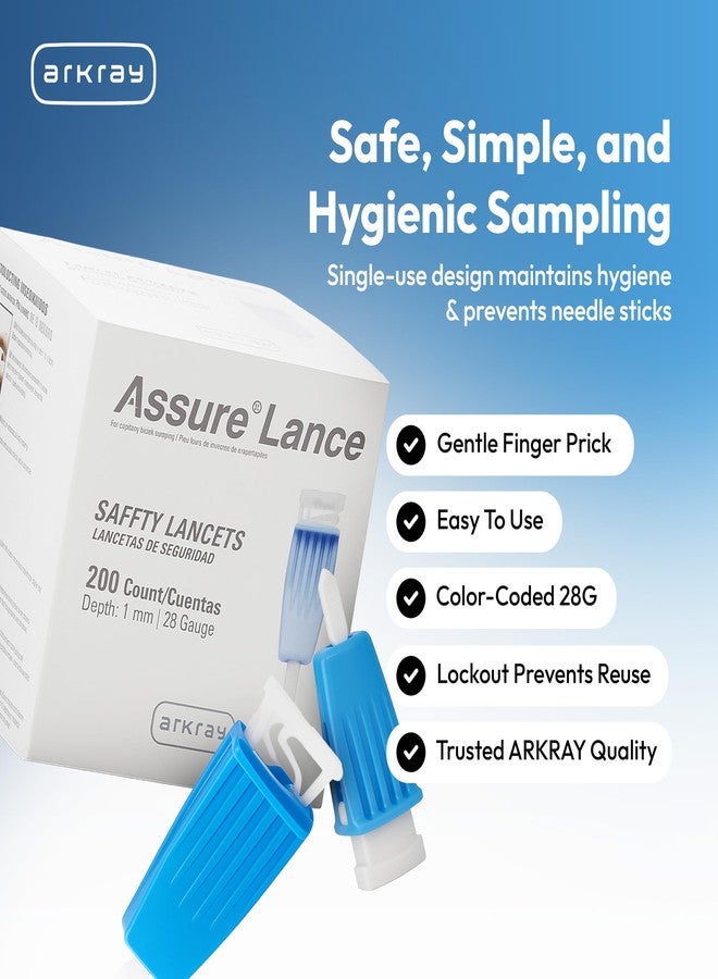 Assure Lance Micro Flow Safety Lancets – Single Use Lancets for Blood Testing, Finger Pricker for Blood Glucose Test, 28G, 1mm Depth, 200 Count (Pack of 1) - Image 2